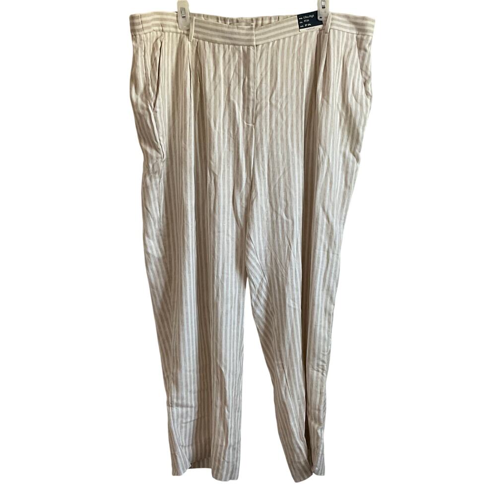 Abercrombie & Fitch Curve Love Linen Blend Ultra High‎ Wide Leg Pants - NEW